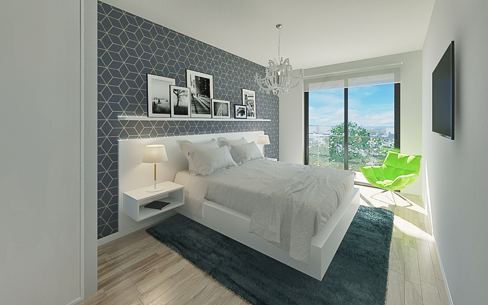 Quarto de apartamento urban classic do empreendimento Boss Smart City no Porto.