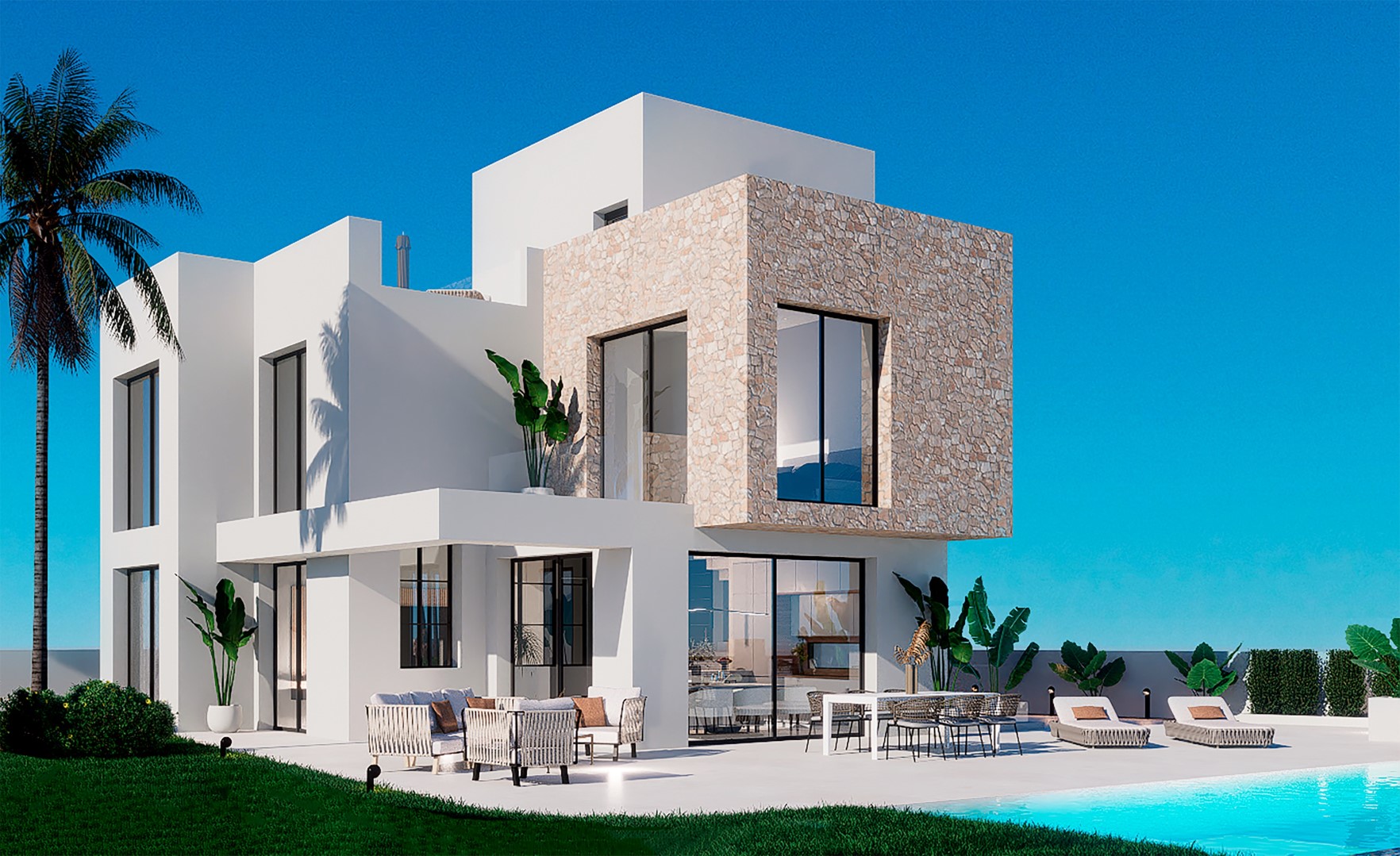 Villa de obra nueva con piscina en el Nuevo Finestrat