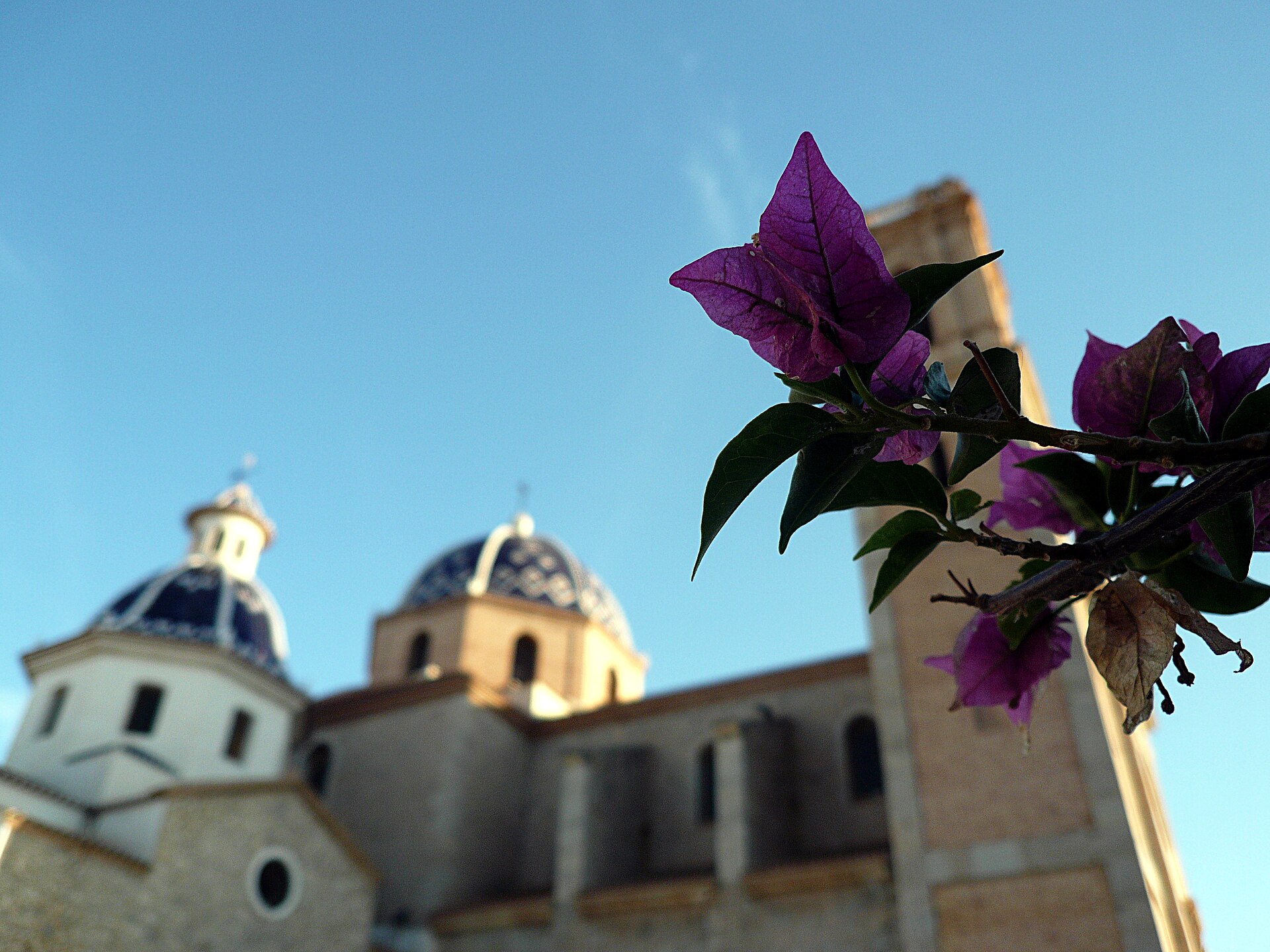 Cúpulas azules y blancas de la iglesia de Altea