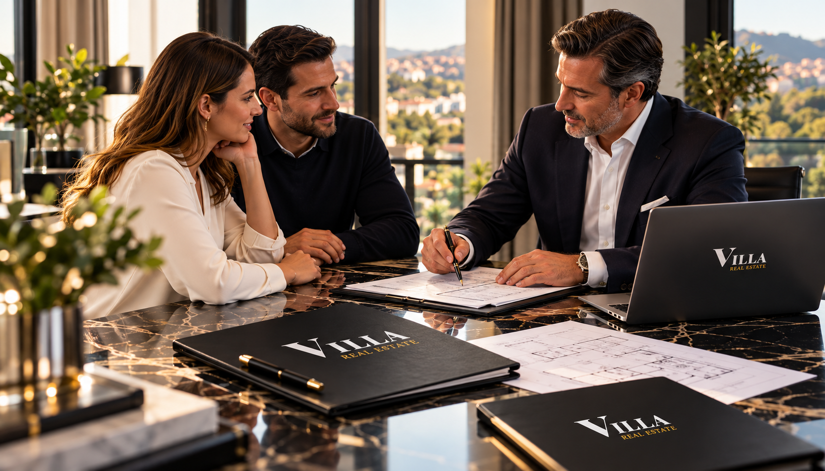 Reunião de acompanhamento e aconselhamento imobiliário personalizado pela VILLA Real Estate.