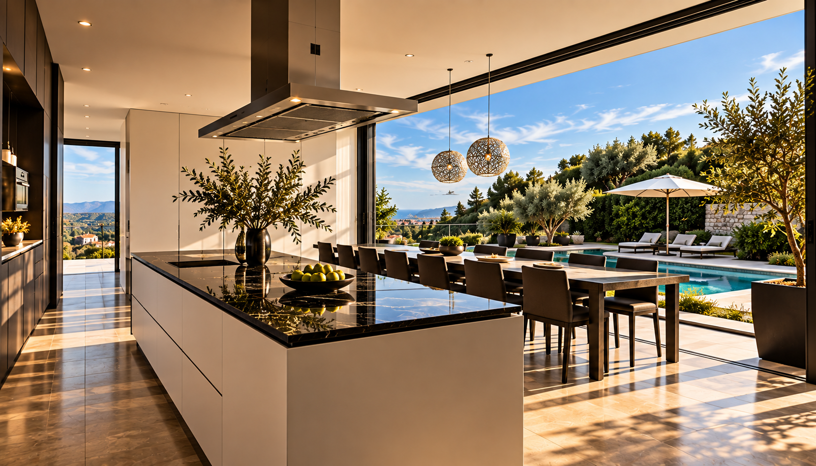 Interior de cozinha contemporânea, valorizando apresentação, arquitetura e qualidade do imóvel.